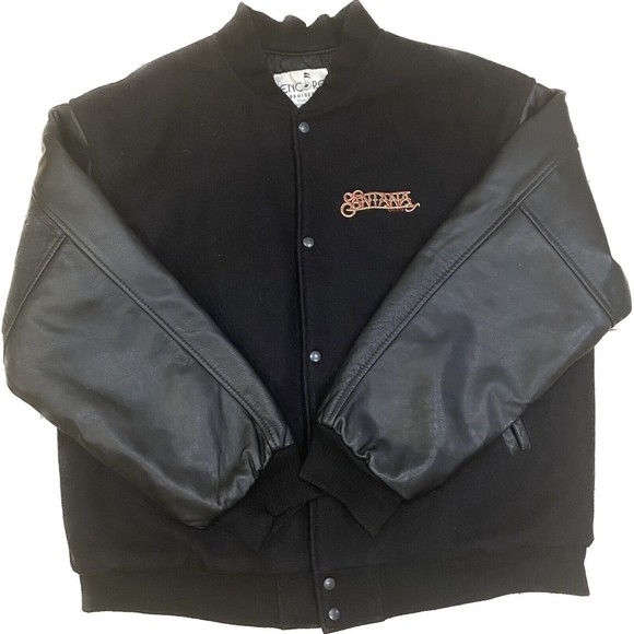 Carlos Santana Wool Leather Jacket Lady Bongo Wings Graphic Vintage Sz XL USA